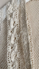 Load image into Gallery viewer, Handmade Vintage cream Fishnet and Crochet Vest
