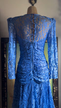 Load image into Gallery viewer, 1980’s Vintage Royal Blue Lace Dress by A La Carte
