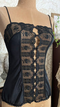 Load image into Gallery viewer, 1970’s Vintage Black Nylon and Lace Camisole by Formfit Rogers
