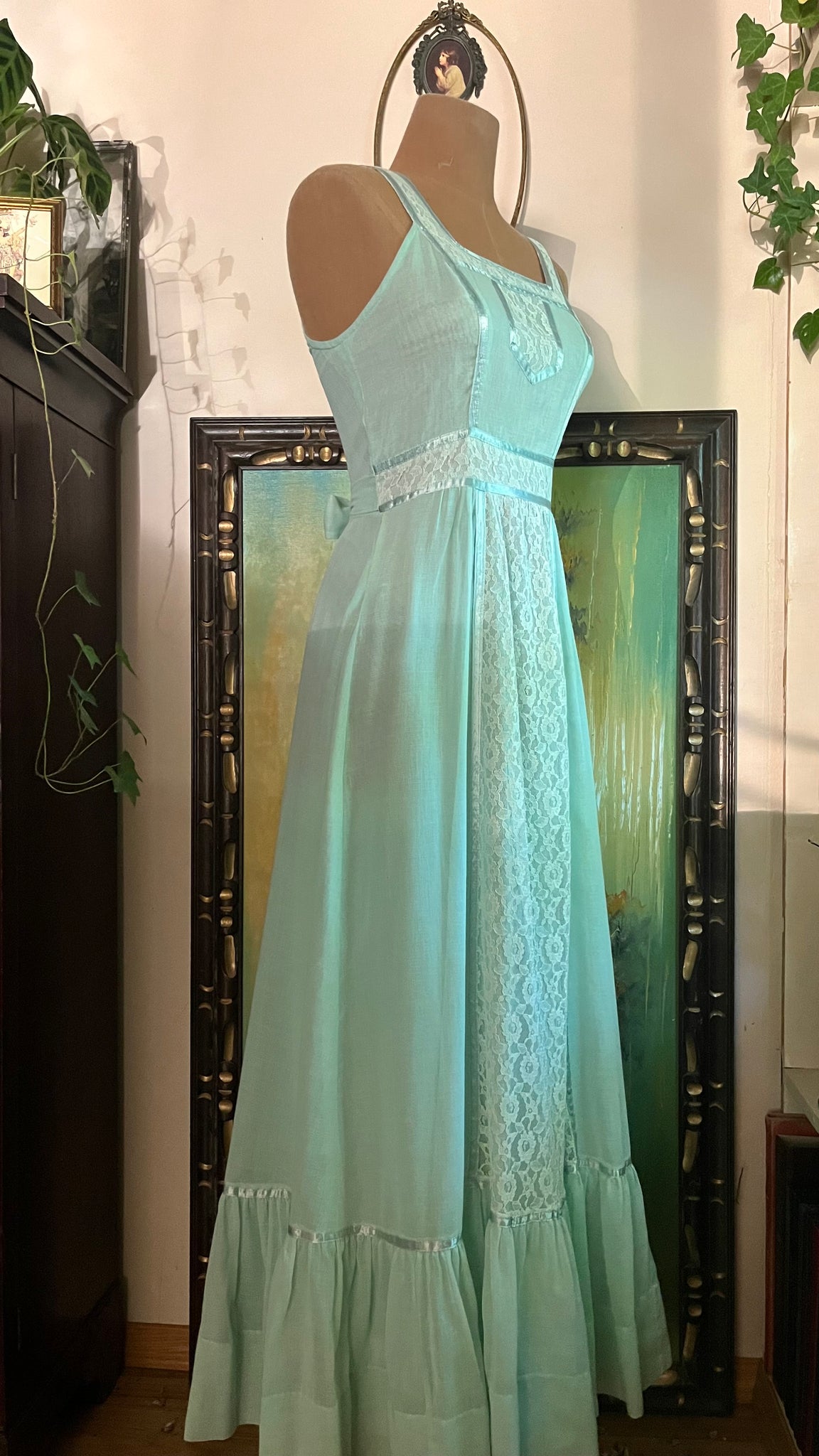 1970's Vintage Green Voile Sundress by Candi Jones Strange Vintage 1970's Vintage Green Voile Sundress by Candi Jones Strange Vintage
