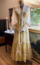 Load image into Gallery viewer, The Love Witch 1970’s Vintage Yellow Floral Voile Gunne Sax Dress
