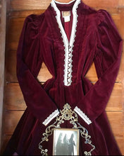 Load image into Gallery viewer, Beautiful 1970’s Vintage Burgundy Wine Velveteen Gunne Sax Midi Dress
