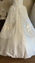 Load image into Gallery viewer, Stunning 1980’s Vintage White Satin and Tiered Lace Dream Dress
