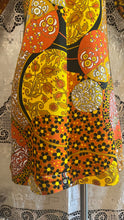 Load image into Gallery viewer, Psychedelic 1960’s Vintage Floral Patchwork Print Barkcloth Mini Dress Paradise Hawaii of Honolulu
