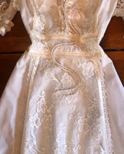 Load image into Gallery viewer, Sweet 1970's vintage white net lace and poplin maxi dress
