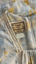 Load image into Gallery viewer, Beautiful 1970’s vintage White Voile Marigold Print Gunne Sax dress
