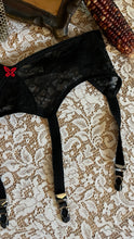 Load image into Gallery viewer, Perfect 1960’s vintage Black Lace Garter Belt by Empire Foundations
