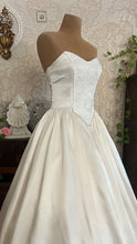 Load image into Gallery viewer, Sweetheart 1980’s Vintage White Satin and White Lace Dream Dress
