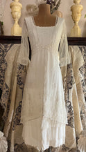 Load image into Gallery viewer, Pretty 2000’s Y2K era Ivory and White Embroidered Net Dress and Slip by Nataya
