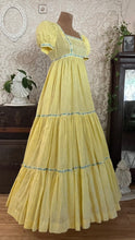 Load image into Gallery viewer, Handmade vintage Yellow Flocked Heart Wreath Voile Princess Dress
