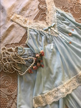 Load image into Gallery viewer, 1980’s Vintage Blue Mesh and Lace BabyDoll Camisole &amp; Bloomer Set by Rosalie
