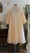 Load image into Gallery viewer, Spectacular 1950’s vintage pleated peach chiffon peignoir nightgown and robe set

