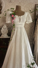 Load image into Gallery viewer, Beauty 1970's vintage white lace and poplin maxi dress
