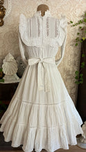 Load image into Gallery viewer, How Sweet! 1970&#39;s Vintage White Pintuck Cotton Mexican bridal dress
