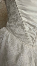 Load image into Gallery viewer, Stunning 1980’s Vintage White Satin and Tiered Lace Dream Dress
