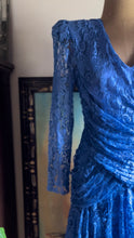 Load image into Gallery viewer, Sale~ 1980’s Vintage Royal Blue Lace Dress by A La Carte

