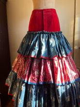 Load image into Gallery viewer, Incredible Handmade Vintage Calico and Velveteen Ruffle Skirt
