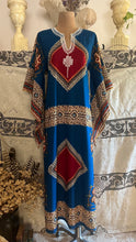 Load image into Gallery viewer, Outrageous 1970’s Vintage Angel Sleeve Infinity Knot Dashiki Print Caftan Kaftan Dress
