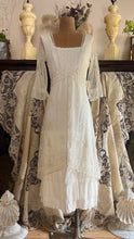 Load image into Gallery viewer, Pretty 2000’s Y2K era Ivory and White Embroidered Net Dress and Slip by Nataya
