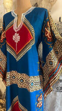 Load image into Gallery viewer, Outrageous 1970’s Vintage Angel Sleeve Infinity Knot Dashiki Print Caftan Kaftan Dress
