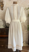 Load image into Gallery viewer, 1970's Vintage Bonnie Strauss Bone White Chiffon Secretary Dress
