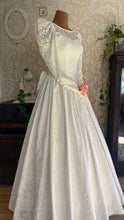 Load image into Gallery viewer, Fairytale 1980’s Vintage White Floral Cotton Bridal Gown by Laura Ashley
