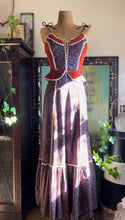 Load image into Gallery viewer, Rare Jewel 1970’s Vintage Amethyst Calico and Citrine Velveteen Sundress by Candi Jones
