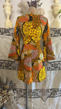 Load image into Gallery viewer, Psychedelic 1960’s Vintage Floral Patchwork Print Barkcloth Mini Dress Paradise Hawaii of Honolulu
