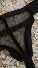 Load image into Gallery viewer, Unusual Pinup 1950’s vintage Black Mesh and Ribbon Garter Belt by Simone
