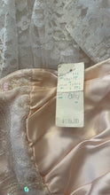 Load image into Gallery viewer, Dream 1980’s Deadstock Vintage Pink Lace and Sequin Strapless Gown with armlets
