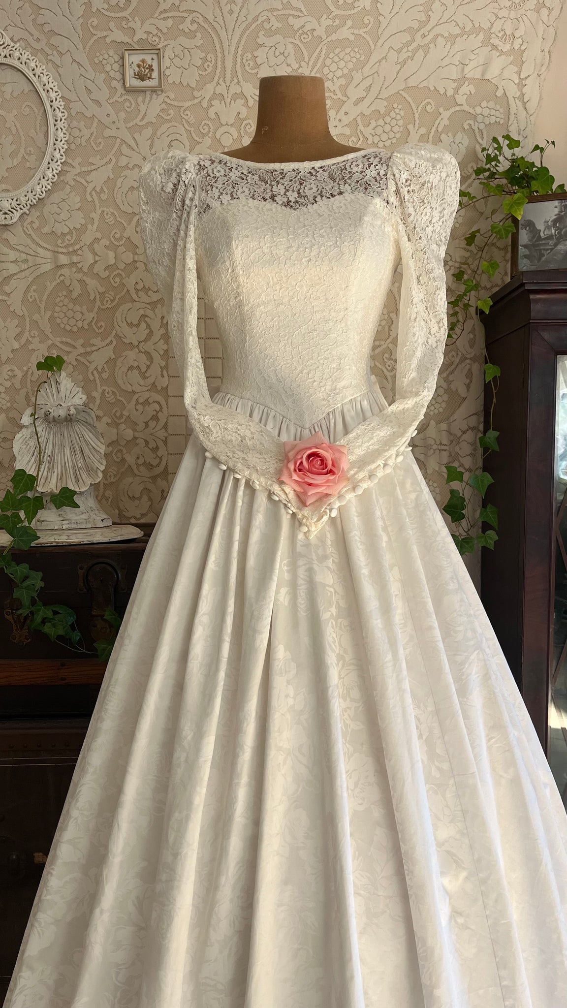 Fairytale 1980's Vintage White Floral Cotton Bridal Gown by Laura Ashl Strange Vintage Fairytale 1980's Vintage White Floral Cotton Bridal Gown by Laura Ashl Strange Vintage