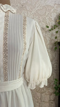 Load image into Gallery viewer, 1970's Vintage Bonnie Strauss Bone White Chiffon Secretary Dress
