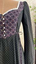 Load image into Gallery viewer, 1970’s Vintage Black Calico Side Tie Gunne Sax Dress
