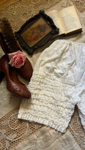 Load image into Gallery viewer, Darling 1970’s vintage white ruffle long leg bloomer panties by Gladmate
