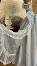 Load image into Gallery viewer, Teeny 1980's vintage Powder Blue Swiss Dot Chiffon Gunne Sax gown
