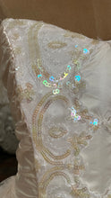 Load image into Gallery viewer, Dream 1980’s Deadstock Vintage Pink Lace and Sequin Strapless Gown with armlets
