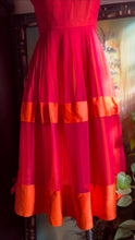 Load image into Gallery viewer, Reworked 1950’s Vintage Red Chiffon and Orange Satin Dress
