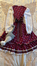 Load image into Gallery viewer, Childs 1970’s vintage Red Floral and Plaid Calico Jeunnes Filles Gunne Sax dress
