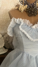 Load image into Gallery viewer, Teeny 1980's vintage Powder Blue Swiss Dot Chiffon Gunne Sax gown
