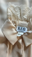 Load image into Gallery viewer, 1970's Vintage Ivory Chiffon and Lace Secretary Dress by R.E.O. Originals
