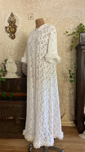 Load image into Gallery viewer, Pretty 1950’s 1960s White Alencon Lace Peignoir Robe
