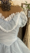 Load image into Gallery viewer, Teeny 1980's vintage Powder Blue Swiss Dot Chiffon Gunne Sax gown
