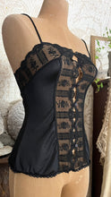 Load image into Gallery viewer, 1970’s Vintage Black Nylon and Lace Camisole by Formfit Rogers
