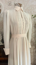 Load image into Gallery viewer, 1970's Vintage Ivory Chiffon and Lace Secretary Dress by R.E.O. Originals
