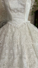 Load image into Gallery viewer, Incredible 1980’s Vintage White Satin and Tiered Lace Strapless Dream Dress
