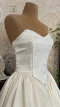 Load image into Gallery viewer, Sweetheart 1980’s Vintage White Satin and White Lace Dream Dress

