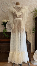 Load image into Gallery viewer, Ethereal Homemade 1970’s Vintage Sheer Ivory Lace Gunne Dress
