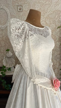 Load image into Gallery viewer, Fairytale 1980’s Vintage White Floral Cotton Bridal Gown by Laura Ashley
