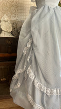 Load image into Gallery viewer, Teeny 1980's vintage Powder Blue Swiss Dot Chiffon Gunne Sax gown
