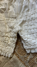 Load image into Gallery viewer, Darling 1970’s vintage white ruffle long leg bloomer panties by Gladmate
